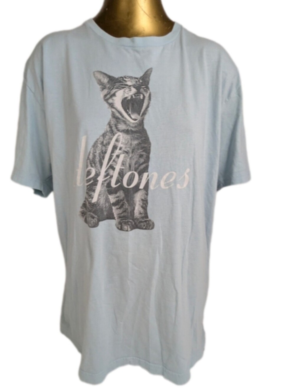 Deftones Classic Cat Logo Tee Shirt Medium Pale Baby Blue Color XL